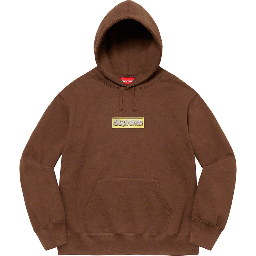 Supreme Bling Box Logo Hooded Sweatshirt Dark Brown