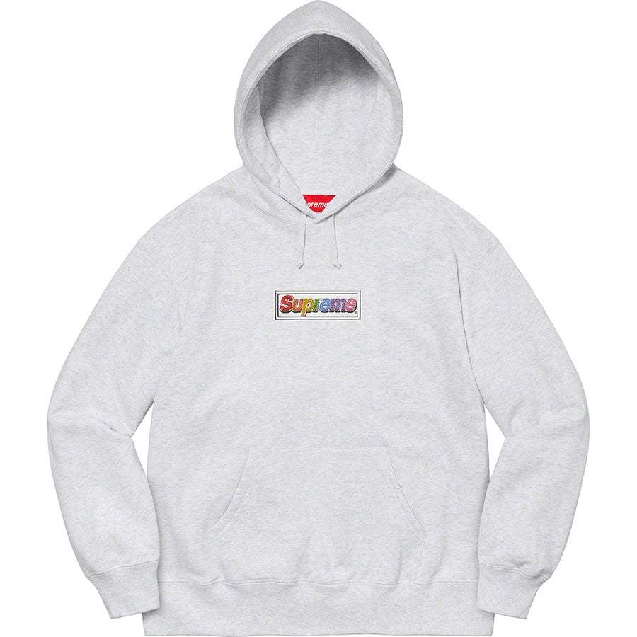 Supreme Bling Box Logo Hooded Sweatshirt Ash Grey