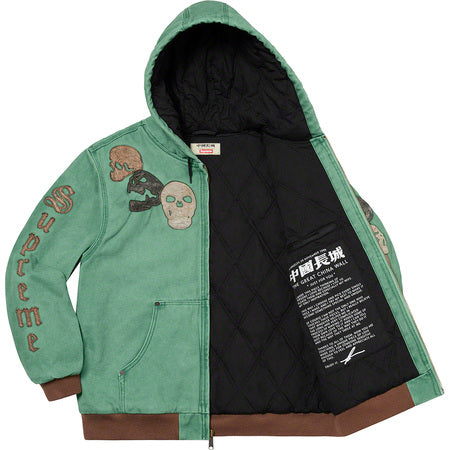 Supreme Great China Wall Hooded Work Jacket Washed Green