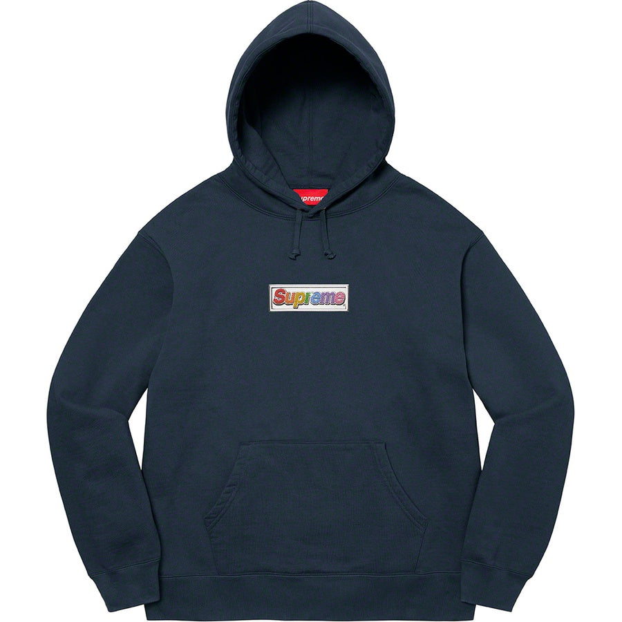 Supreme Bling Box Logo Hooded Sweatshirt Navy