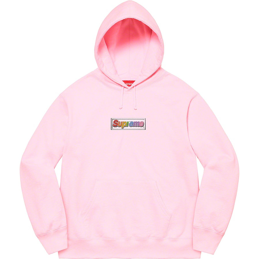 Supreme Bling Box Logo Hooded Sweatshirt Light Pink